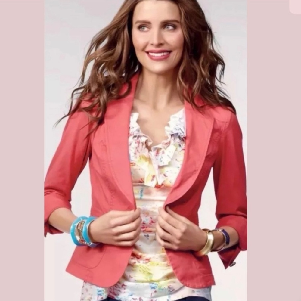Cabi stretch cotton twill one button blazer size 4